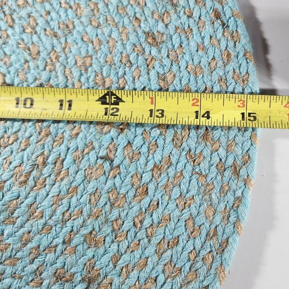set of 4 Braided Placemats Naturally Danny Seo Round 15" Turquoise Jute Blend - Picture 5 of 7
